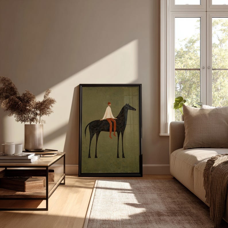 Horse Wall Art Digital Download, Minimalist Equestrian Print, Boho Japandi Decor, Modern Surreal Poster image 11