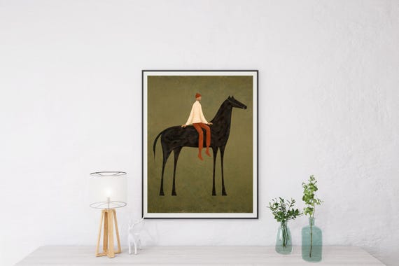 Horse Wall Art Digital Download, Minimalist Equestrian Print, Boho Japandi Decor, Modern Surreal Poster