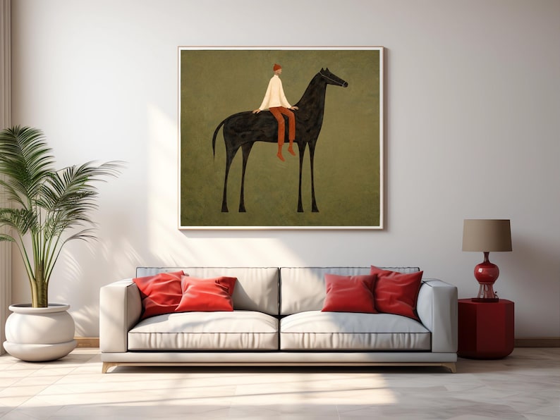 Horse Wall Art Digital Download, Minimalist Equestrian Print, Boho Japandi Decor, Modern Surreal Poster image 7