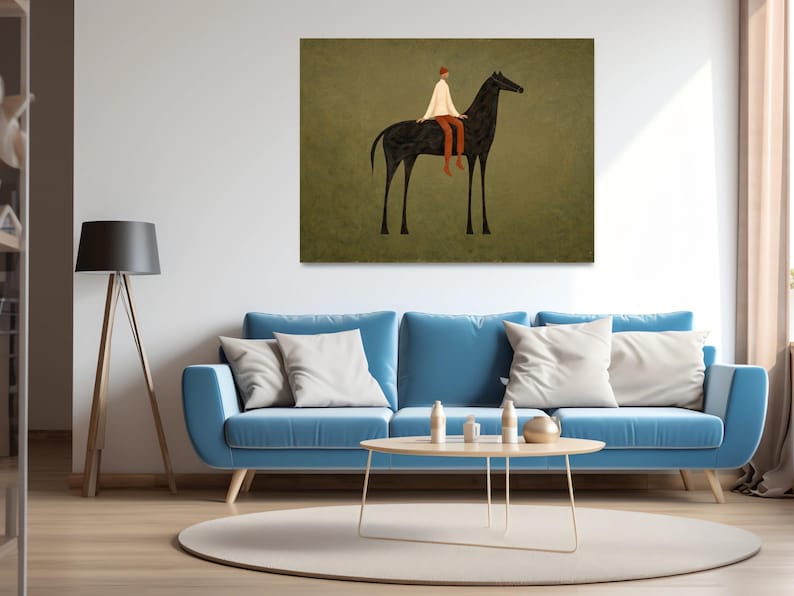 Horse Wall Art Digital Download, Minimalist Equestrian Print, Boho Japandi Decor, Modern Surreal Poster image 5