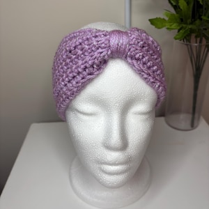Fascia/scaldaorecchie viola all'uncinetto, regali per lei
