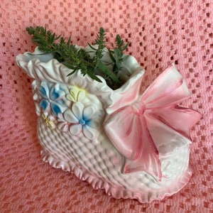 Baby shoe planter, vintage baby gift, Vintage baby shoe planter, chalkware baby shoe