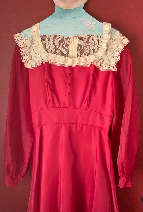 Vintage red maxi gown, vintage folk gown, vintage… - image 2