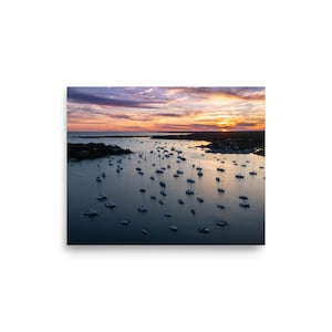 Chatham Stage Harbor Sunset with Sailboats | Cape Cod Wall Art | Nautical Print