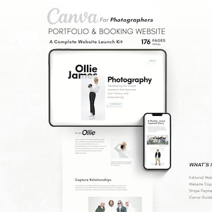 Canva Website Template for Photographers & Creatives - Modern Minimalist One Page Style