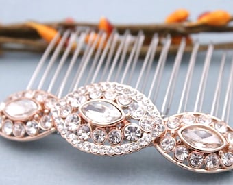 Rose Gold Bridal Hair Comb: Rhinestone & Crystal Wedding Accessory Wedding hair clip Gold Bridal comb Wedding hair accessories Silver comb