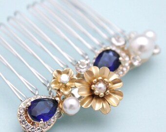 Navy blue Gold Bridal hair comb Pearl Wedding hair accessories Bridal hair clip Pink Crystal hair comb Red Wedding hair comb Rhinestone comb