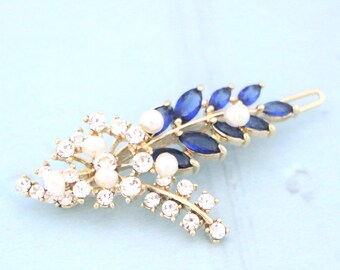 Gold hair clip Navy blue Wedding hair clip Bridal hair comb Wedding headpiece Bridal hair accessories Red hair clip Bridal hair clip Wedding