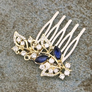 Rhinestone bridal hair comb Navy blue hair comb Crystal Bridal comb Rhinestone bridal head Wedding hair comb Something Blue Wedding comb