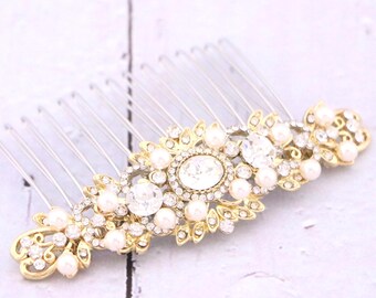 Crystal Pearl Bridal Hair Comb Silver Wedding Headpiece Gold Wedding hair accessories Bridal hair clip Rose gold Hair comb Side hair comb