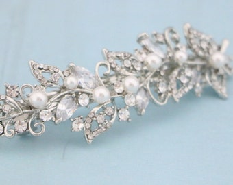 wedding hair side clip Wedding Gold Hair Vine Comb sparkle hair comb Wedding barrette Pearl Bridal hair comb Wedding hair clip Barrette clip
