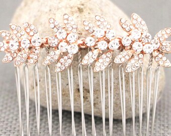 Crystal Wedding hair clip Rose gold Bridal hair comb Gold veil comb Silver Rhinesotne hair comb Wedding hair accessories Bridal hair clip