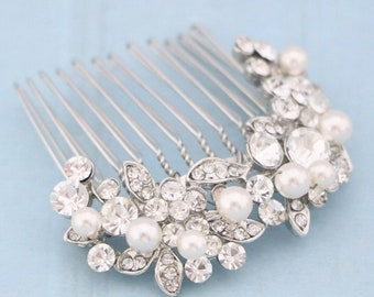 Rose Gold Bridal Headpieces Pearl and Jewel Hair Comb Dainty Bridal Hair Comb Wedding Hair Pieces Gold veil comb Silver Wedding hair comb