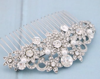 Rhinestone Pearl Wedding Hair Comb Silver Bridal hair accessories Crystal Wedding hair clip Bridal hair comb Wedding headpiece Bridal comb