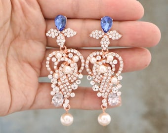 Something Blue Earrings Dark Blue Earrings Sapphire Wedding earrings