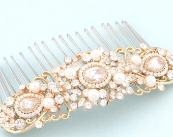 Rhinestone Bridal Hair Comb: Gold Wedding Hairpiece Bridal hair clip Rose gold Bridal hair accessories Wedding hair comb Silver Wedding comb