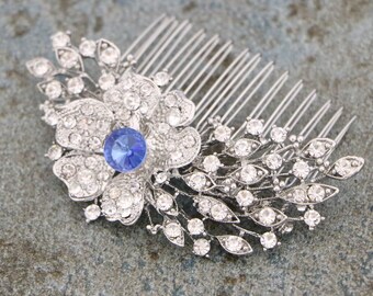 Blue Hair Accessories Sapphire Crystal Wedding hair comb Bridal hair jewelry Wedding headpiece Navy blue Wedding comb Blue hair comb Bridal