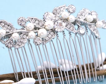 Silver Rhinestone Bridal Hair Comb Pearl Wedding Hairpiece Gold veil comb Crystal hair comb Wedding hair clip Rose gold Bridal comb Wedding