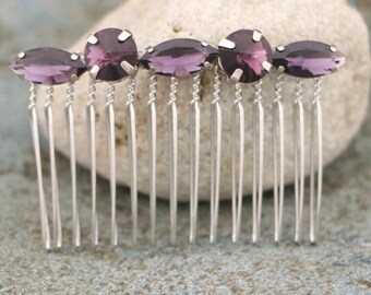 wedding side hair comb Purple Wedding comb Navy blue Wedding hair comb Blue Hair accessories Bridal comb Pink Rhinestone comb Crystal comb