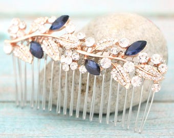 Light Sapphire Rhinestone Bridal Hair Comb Navy blue Wedding Hair Accessory Bridal hair clip Wedding comb Blue Wedding headpiece Bridal comb