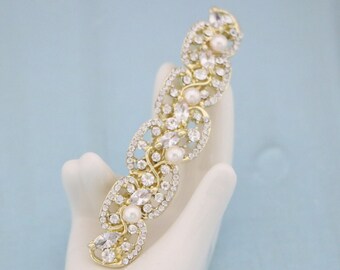 Pearl Crystal Bridal Hair Pieces Crystal and Pearl Bridal Comb Wedding Head Clip for Bride Wedding Hair Accessories for Bun Wedding hairclip