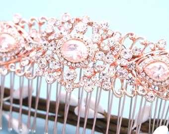 Rhinestone Wedding hair clip Rose gold hair comb Crystal hair piece Wedding hair accessories Bridal hair comb Gold veil comb Wedding comb