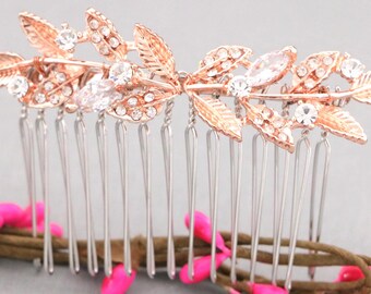 Rhinestone Wedding Hair Comb: Silver Bridal Headpiece Rose gold Wedding hair clip Bridal hair accessories Wedding comb Gold veil comb Bridal