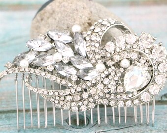 Rhinestone Wedding Hair Comb, Silver Bridal Hair Piece Bridal hair clip Wedding hair accessories Bridal hair piece Wedding hair jewelry Comb