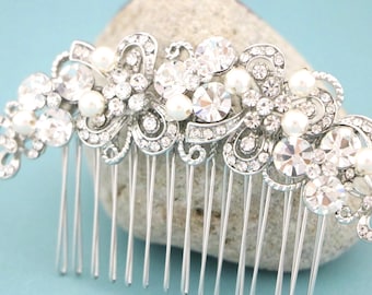 Pearl Drop Wedding Earring & Hair Comb Set Rhinestone Bridal Hair Jewelry Bridal hair accessories Bridal hair clip Wedding headpiece Earring