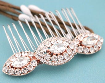 Rhinestone Flower Leaf Wedding Headpiece Silver Bridal Hair Comb Rose gold Bridal hair clip Crystal Wedding hair comb Gold Wedding hair clip