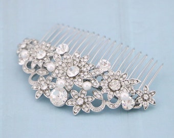 wedding side hair comb bridal comb hairpiece bohemian pearl wedding hair clip Side Wedding hair comb Rhinestone Wedding comb Bridal haircomb