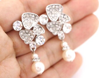 Bridal earrings Hair comb set Pearl drop Wedding earrings Bridal hair clip Wedding hair jewelry earrings Bridal hair piece Wedding hair comb