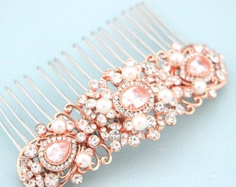 Crystal Bridal Hair Comb: Silver Tone Wedding Headpiece with Pearls Gold veil clip Bridal hair barrette Wedding hair jewelry Wedding comb