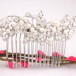 Silver Pearl Bridal Hair Comb Rhinestone Wedding Headpiece Accessory Wedding hair clip Bridal hair jewelry Wedding comb Crystal hair comb
