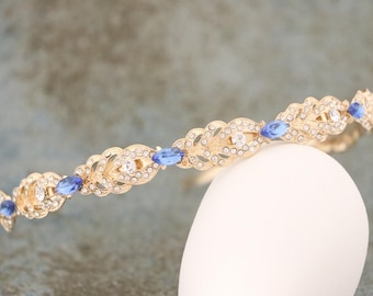 Wedding headband Blue Crystal headband Navy blue Bridal headband Sapphire Blue Wedding Tiara Rhinestone headband Blue tiara Headband Wedding