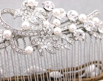 Rhinestone Pearl Bridal Hair Comb Silver Wedding Headpiece Bridesmaid hair piece Wedding hair clip Bridal hair accessories Wedding hair comb