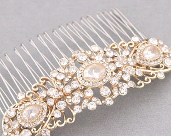 Gold Bridal hair accessories Wedding hair piece Bridal hair clip Wedding comb Rhinestone hair piece Wedding hair bling Rose gold hair comb