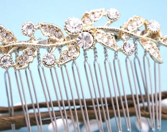 Gold Wedding hair clip Bridal hair accessories Wedding hair jewelry Rhinestone Wedding comb Bridal headpiece Wedding haircomb Rose gold comb