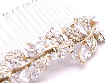 Rose Gold Wedding Hair Comb Purple Crystal Bridal Headpiece Bridal hair piece Gold veil comb Nvy blue Wedding hairclip Bridal hair accessory