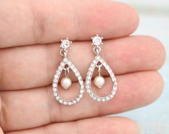 wedding earrings for mother of bride pearl earring wedding earrings dangle Bridal earrings Rhinestone earrings Crystal earrings Jewelry boho