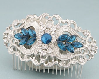 Indicolite Wedding hair comb Navy blue Wedding comb in Side Wedding hair jewelry Bridal side hair comb Wedding hair piece Bridal hair comb