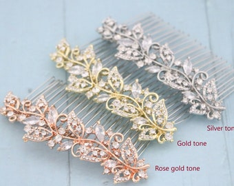 Wedding Decorative Combs Silver Wedding hair comb Side bridal headpiece Gold veil comb Rose gold Bridal hair comb Wedding hair piece comb