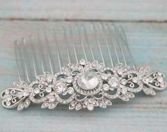 Silver bridal comb Side bridal headpiece Crystal Wedding hair comb Rhinestone hair comb Side hair comb Wedding accessories hair jewelry Boho