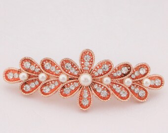 Bride Gold Floral Hair Comb pearl wedding hair accessories Rose gold bridal comb hairpiece bohemian Wedding hair clip Bridal barrette Silver