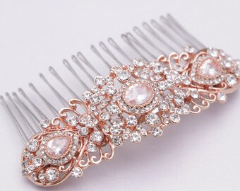 wedding hair side clip Rose gold Wedding hair comb Gold veil comb Silver Bridal hair comb Wedding hair accessories for bun Bridal comb Boho