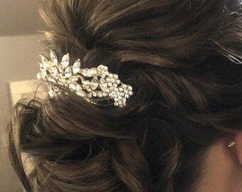 Blue Wedding comb Navy blue Wedding hair accessories for bun Side Bridal headpiece Rhinestone Wedding hair comb Red Bridal hair comb hairpin