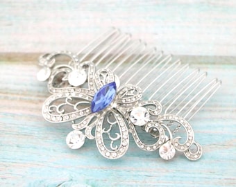 Silver Rhinestone Wedding Updo Accessory Emerald Crystal Rhinestone Hair Comb Sapphire Bridal he adpiece Wedding hair clip Wedding hair comb