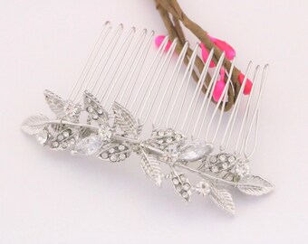 Silver Rhinestone Wedding Headpiece: Crystal Wedding hair comb Gold Wedding hair clip Rose gold Bridal hair accessories Bridal hair comb