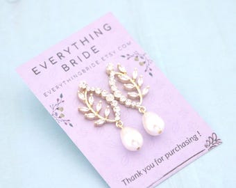 wedding earrings pearl gold Long Pearl Earrings rose gold earrings wedding earrings for mother of bride Bridal pearl earrings Bridal earring