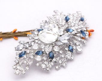 Navy blue Wedding hair comb Crystal Bridal headpiece Navy blue hair jewelry Rhinestone Bridal hair clip Wedding hair piece Bridal hair comb